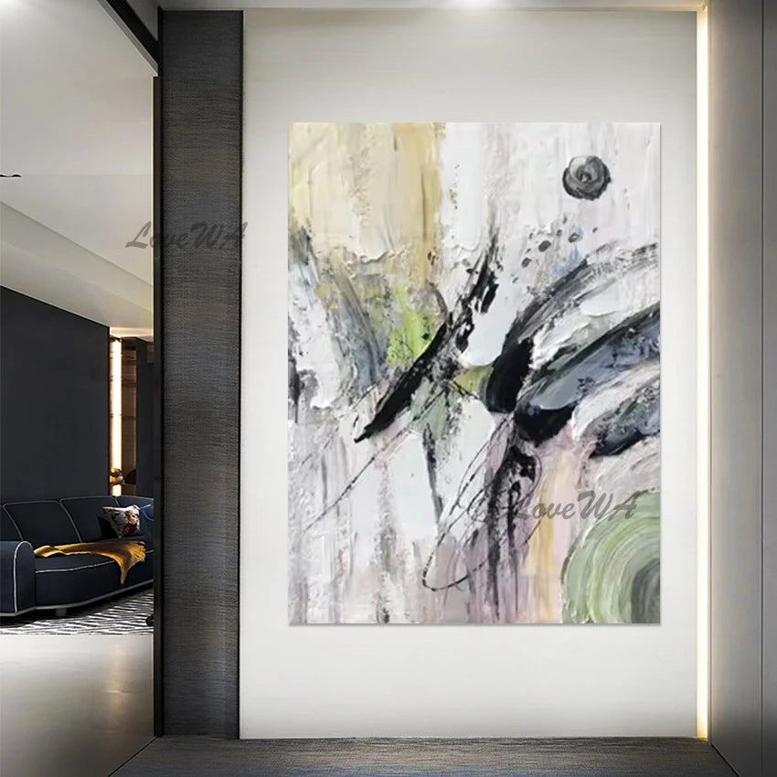 Pink Acrylic Design, Abstract Flowers Oil Paintings, Beautiful Floral Wall, Canvas Picture, No Framed, Art Gallery Showpiece